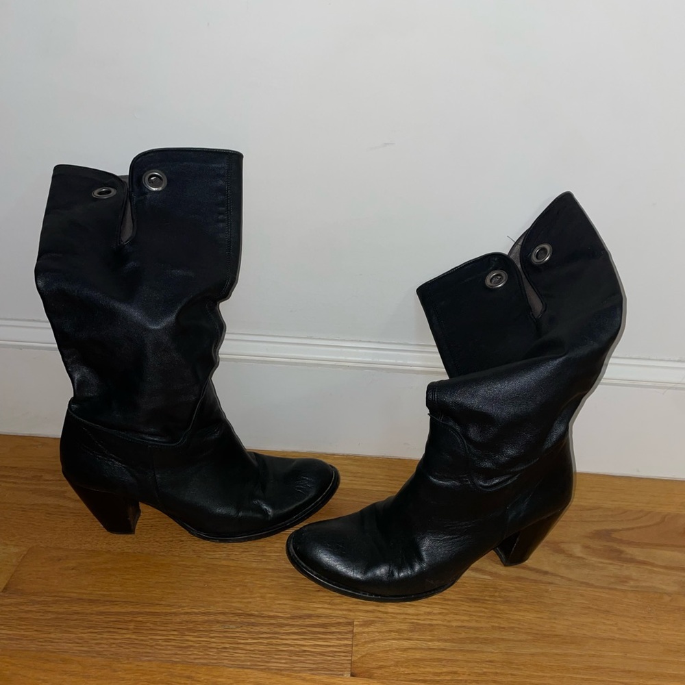 Black leather boots